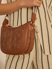 Tan Brown Cross-Body Saddle Bag - Image 5 of 13