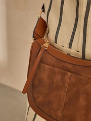 Tan Brown Cross-Body Saddle Bag - Image 6 of 13