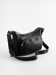Black Leather Pocket Shoulder Bag - Image 6 of 10