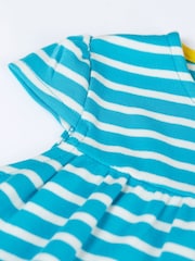 Frugi Blue Stiped Leopard Applique Short Sleeve Dress - Image 3 of 4