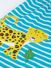 Frugi Blue Stiped Leopard Applique Short Sleeve Dress - Image 4 of 4
