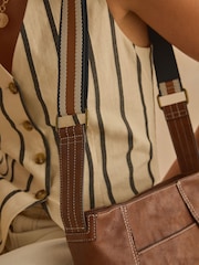 Tan Brown Casual Messenger Bag - Image 6 of 11