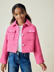 Pink Crop Sparkle Coat with Wool (3-16yrs) - Image 1 of 3