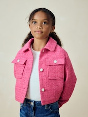 Pink Crop Sparkle Coat with Wool (3-16yrs) - Image 2 of 3