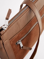 Tan Brown Leather Pocket Messenger Bag - Image 9 of 9