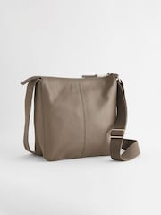 Khaki Green Leather Pocket Messenger Bag - Image 5 of 8