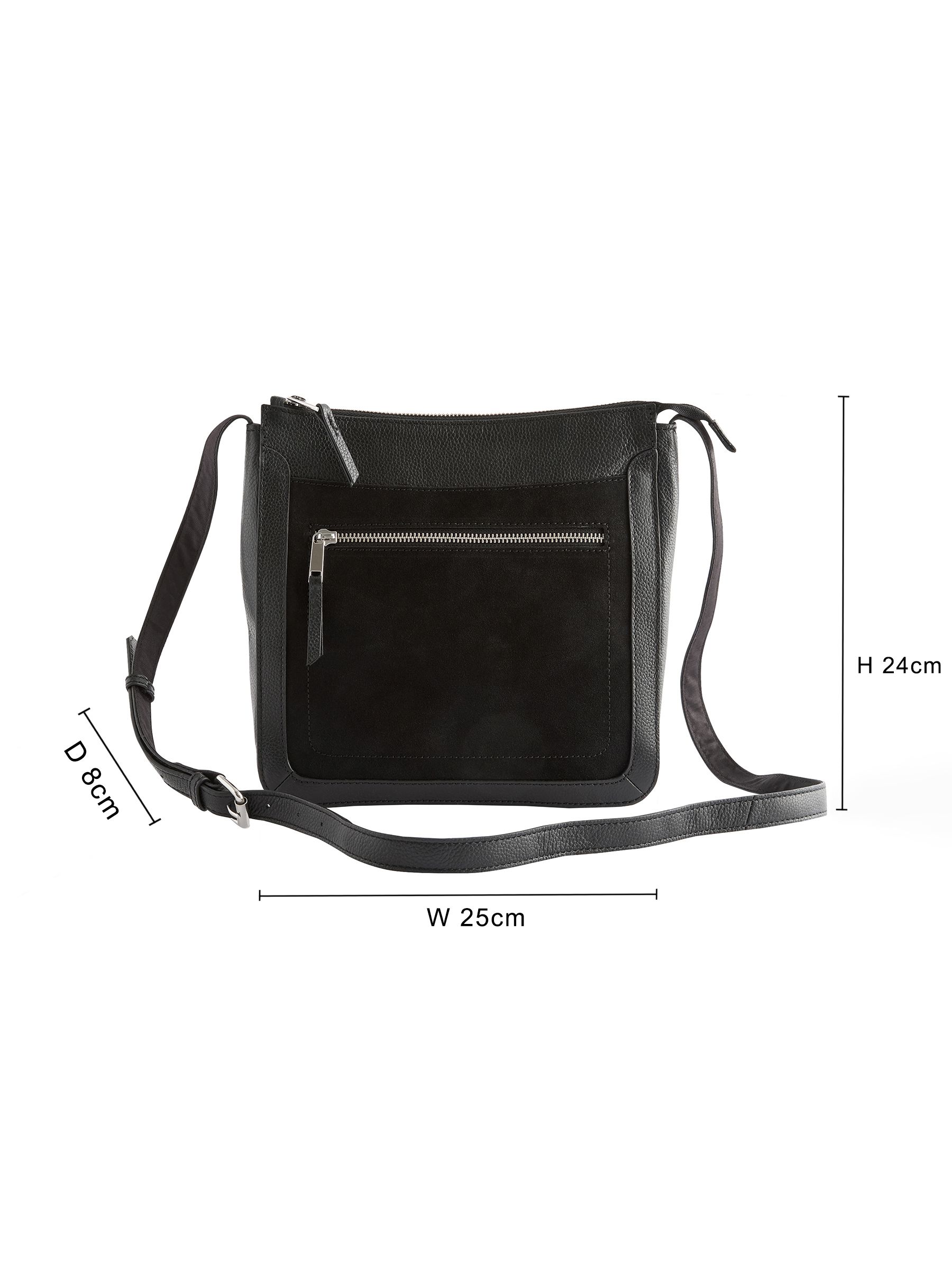 Black Leather Pocket Messenger Bag