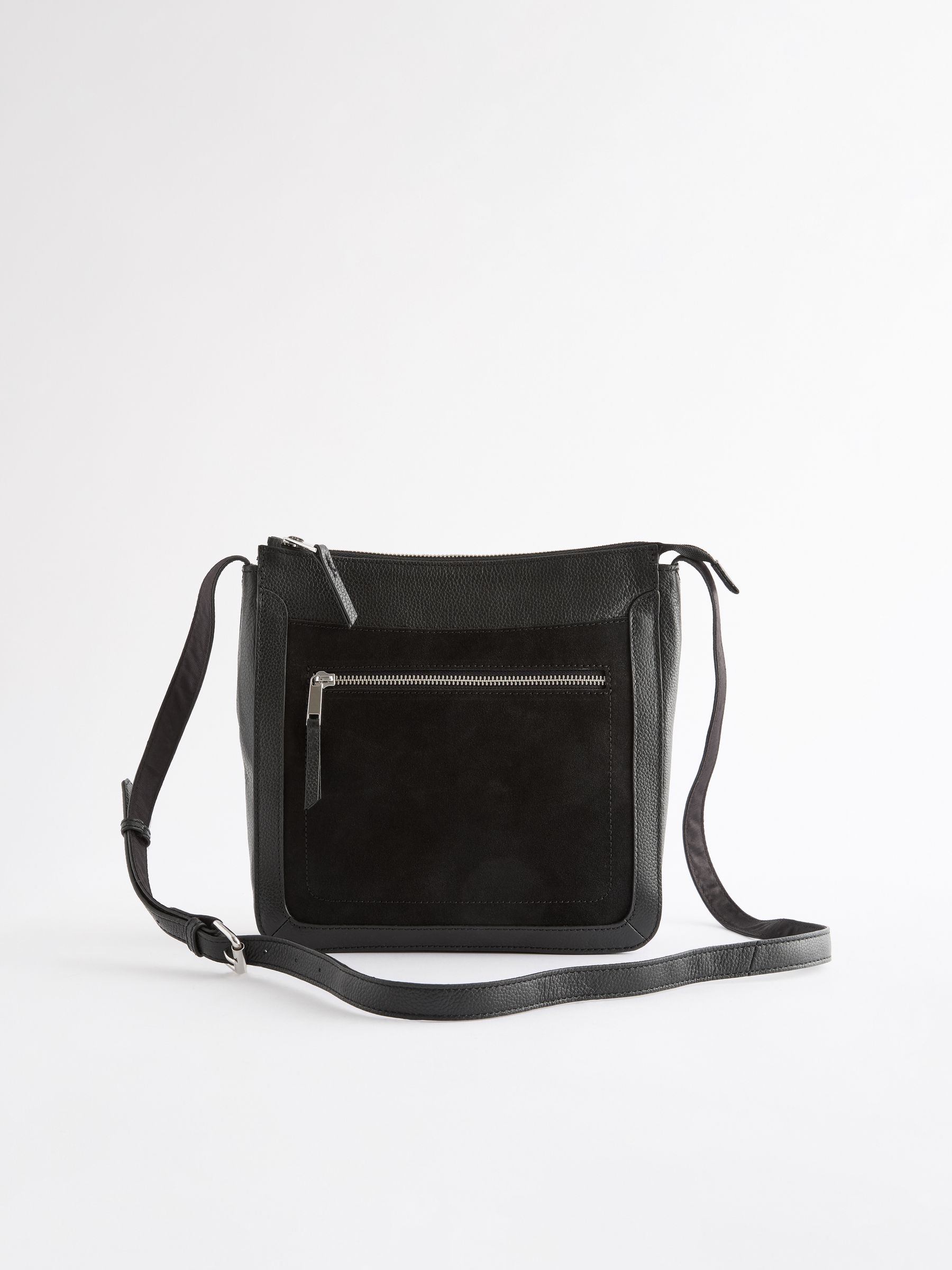 Black Leather Pocket Messenger Bag
