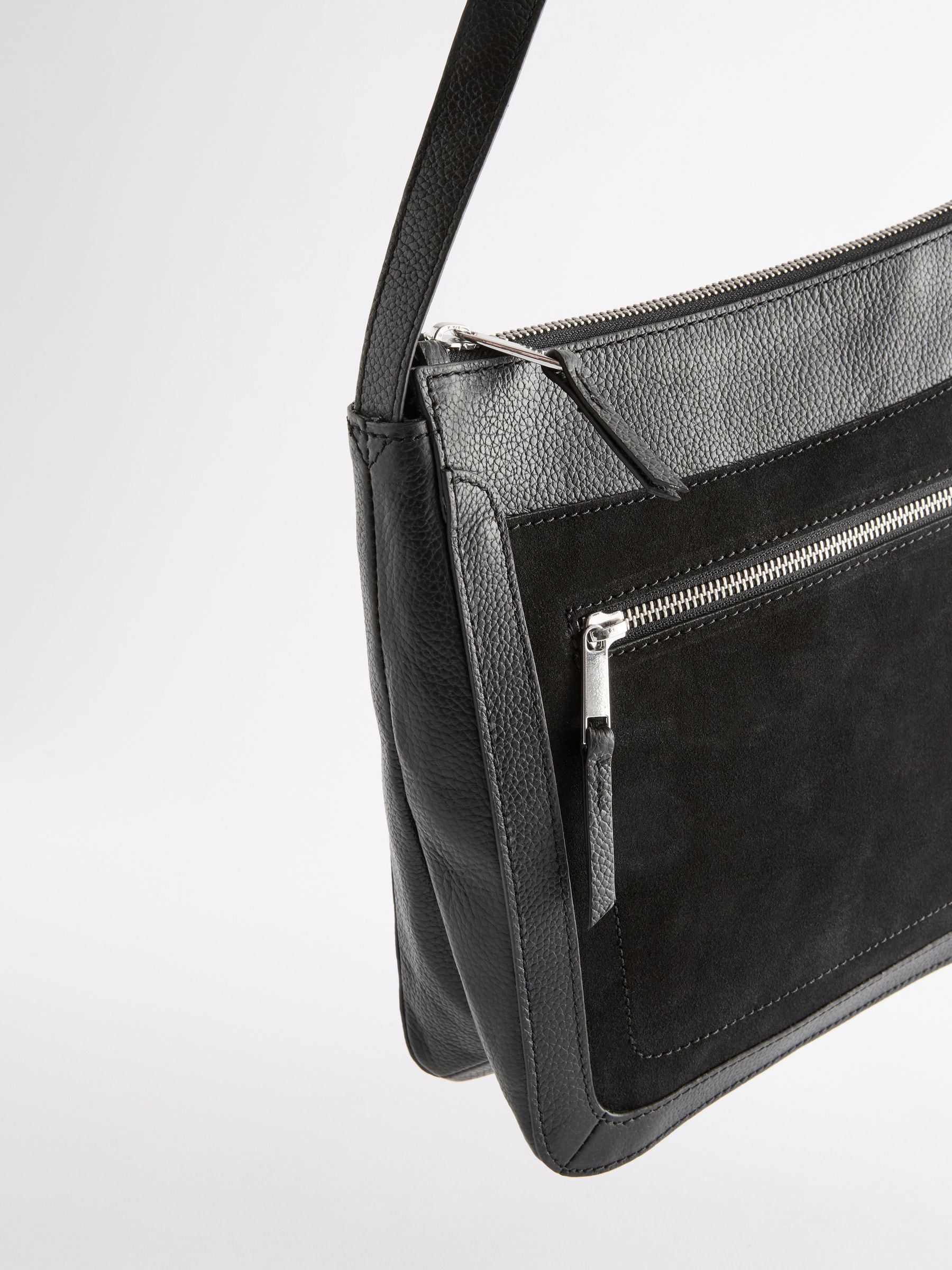 Black suede messenger bag shop
