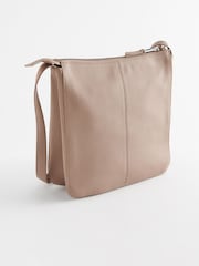 Taupe Leather Pocket Messenger Bag - Image 5 of 8