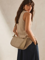 Taupe Leather Sling Bag - Image 1 of 8