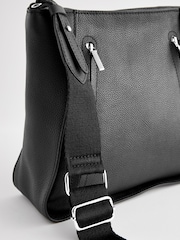 Black Leather Front Zip Messenger Bag - Image 7 of 9