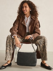 Black Leather Quilted Shoulder Bag - Image 1 of 9