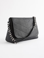 Black Leather Quilted Shoulder Bag - Image 5 of 9