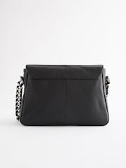 Black Leather Quilted Shoulder Bag - Image 6 of 9