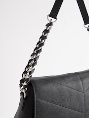 Black Leather Quilted Shoulder Bag - Image 7 of 9