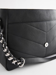 Black Leather Quilted Shoulder Bag - Image 8 of 9