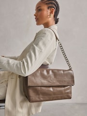 Taupe Brown Chain Shoulder Bag - Image 1 of 9