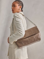 Taupe Brown Chain Shoulder Bag - Image 2 of 9