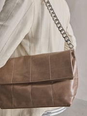 Taupe Brown Chain Shoulder Bag - Image 3 of 9