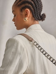 Taupe Brown Chain Shoulder Bag - Image 4 of 9