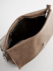 Taupe Brown Chain Shoulder Bag - Image 6 of 9