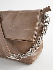 Taupe Brown Chain Shoulder Bag - Image 8 of 9