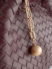 Chocolate Brown Weave Shoulder Bag With Orb Keyring - Image 10 of 10