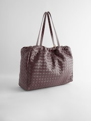 Chocolate Brown Weave Shoulder Bag With Orb Keyring - Image 7 of 10