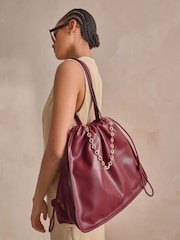 Burgundy Red Chain Detailed Shoulder Bag - Image 1 of 10