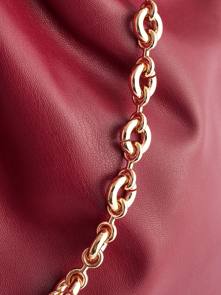 Burgundy Red Chain Detailed Shoulder Bag - Image 10 of 10