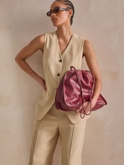 Burgundy Red Chain Detailed Shoulder Bag - Image 2 of 10