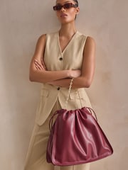 Burgundy Red Chain Detailed Shoulder Bag - Image 3 of 10