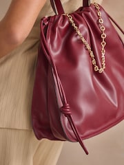 Burgundy Red Chain Detailed Shoulder Bag - Image 5 of 10