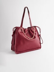 Burgundy Red Chain Detailed Shoulder Bag - Image 6 of 10