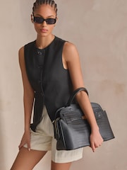 Black Croc Effect Tote Bag - Image 3 of 5