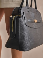 Black Croc Effect Tote Bag - Image 4 of 5
