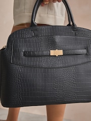 Black Croc Effect Tote Bag - Image 5 of 5