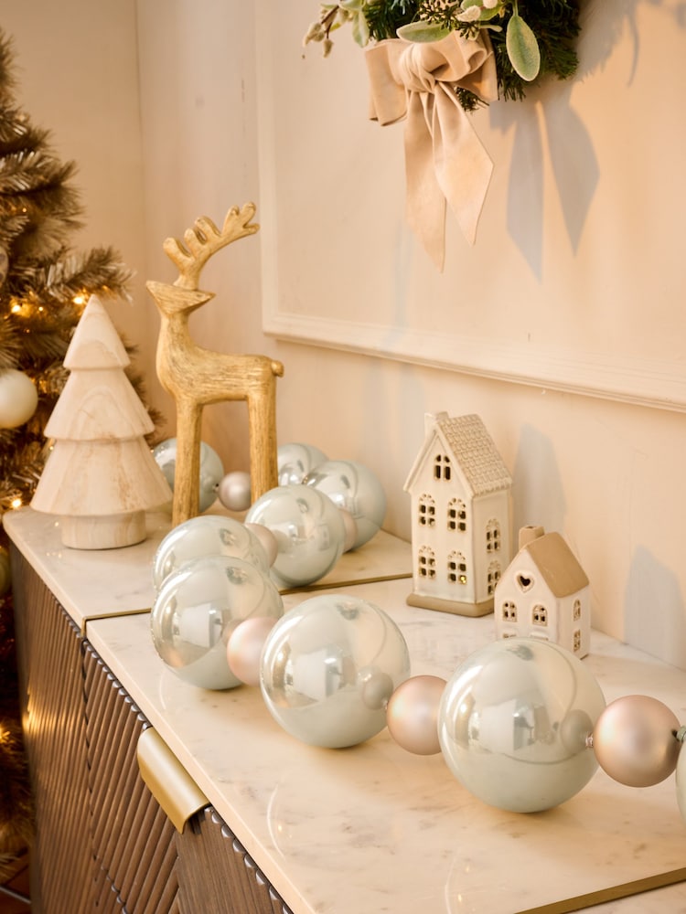 White Bauble Christmas Garland - Image 1 of 5 White Bauble Christmas Garland - Image 1 of 5