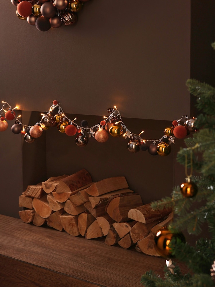 Copper Lit Bauble Christmas Garland - Image 1 of 5