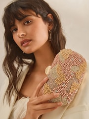 Pink - Kastenförmige Clutch mit Perlenbesatz - Bild 1 von 8