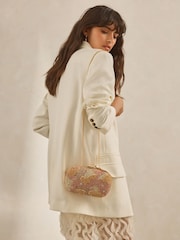 Pink - Kastenförmige Clutch mit Perlenbesatz - Bild 2 von 8