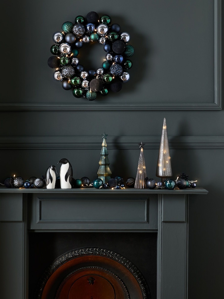 Navy Lit Bauble Christmas Garland - Image 3 of 3