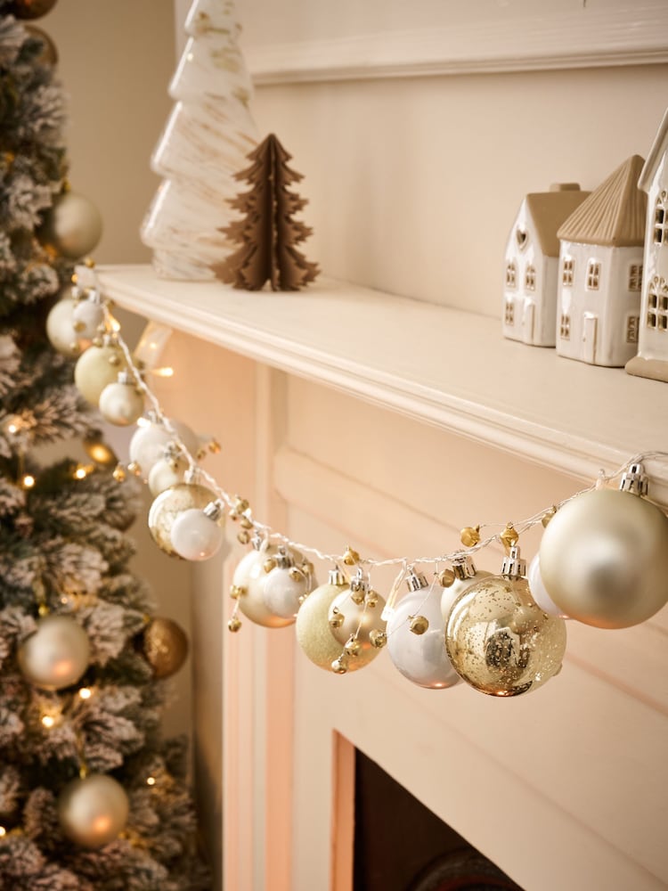 Gold Lit Bauble Christmas Garland - Image 1 of 4