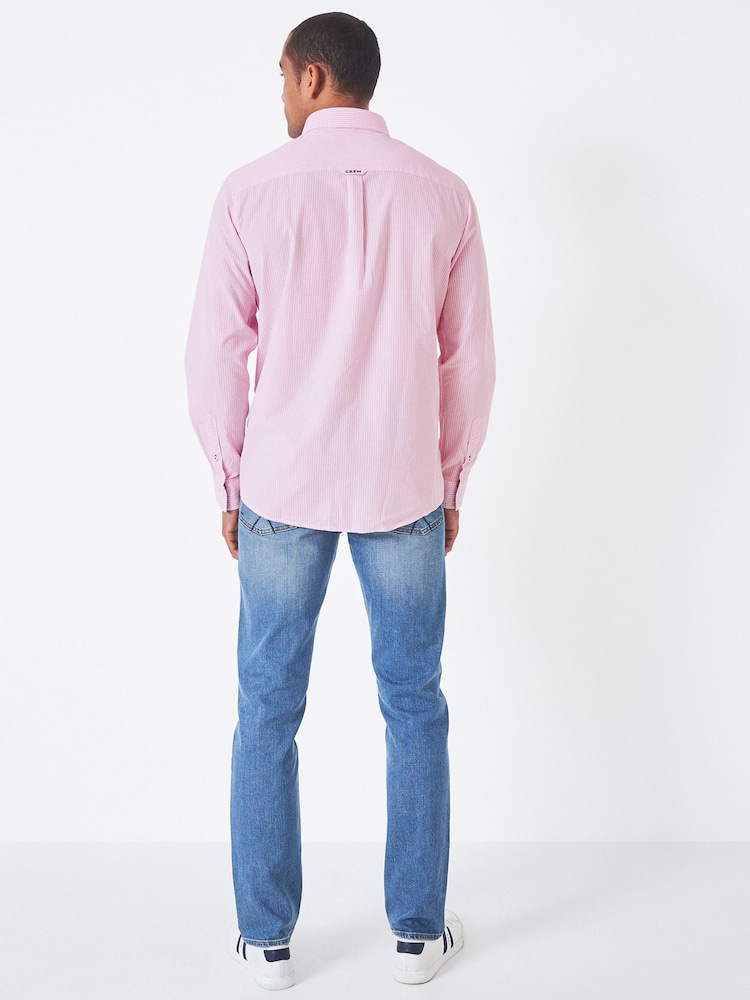 Розовый - Приталенная рубашка из 100% хлопка в клетку Crew Clothing Company - Изображение 2 из 4