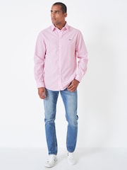 Розовый - Приталенная рубашка из 100% хлопка в клетку Crew Clothing Company - Изображение 3 из 4