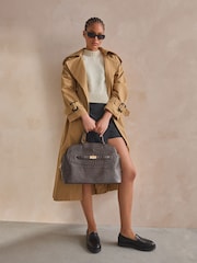Chocolate Brown Croc Effect Tote Bag - Image 2 of 4