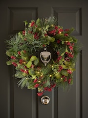 Red Berry Lit Christmas Wreath - Image 1 of 6