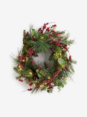 Red Berry Lit Christmas Wreath - Image 4 of 6