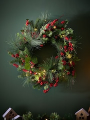 Red Berry Lit Christmas Wreath - Image 5 of 6